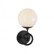 ALORA  WV407306MBGO - Fiore 6-in Matte Black/Glossy Opal Glass 1 Light Wall Vanity