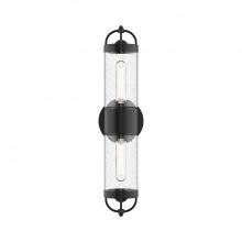 ALORA  EW461102BKCB - Lancaster 5-in Clear Bubble Glass/Textured Black 2 Lights Exterior Wall Sconce