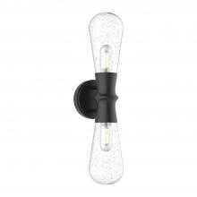 ALORA  EW464002BKCB - Marcel 5-in Clear Bubble Glass/Textured Black 2 Lights Exterior Wall Sconce