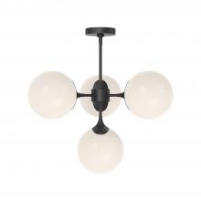 ALORA  CH505426MBOP - Nouveau 26-in Matte Black/Opal Matte Glass 4 Lights Chandeliers