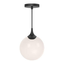 ALORA  PD505108MBOP - Nouveau 8-in Matte Black/Opal Matte Glass 1 Light Pendant