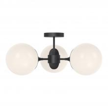 ALORA  SF505326MBOP - Nouveau 26-in Matte Black/Opal Matte Glass 3 Lights Semi Flush Mount