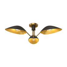 ALORA  SF550332MBAG - Oscar 32-in Aged Gold/Matte Black 3 Lights Semi Flush Mount