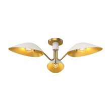 ALORA  SF550332WHAG - Oscar 32-in Aged Gold/White 3 Lights Semi Flush Mount