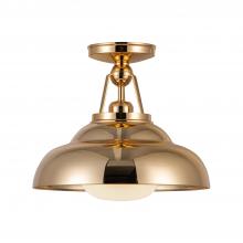 ALORA  SF344012PBGO - Palmetto 12-in Polished Brass/Glossy Opal 1 Light Semi Flush Mount