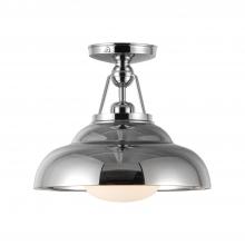 ALORA  SF344012PNGO - Palmetto 12-in Polished Nickel/Glossy Opal 1 Light Semi Flush Mount