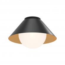 ALORA  FM485214MBOP - Remy 14-in Matte Black/Opal Glass 1 Light Flush Mount