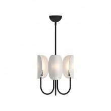 ALORA  CH450715MBCW - Seno 15-in Matte Black/White Cotton Fabric 3 Lights Chandeliers