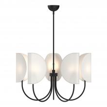 ALORA  CH450732MBCW - Seno 32-in Matte Black/White Cotton Fabric 5 Lights Chandeliers