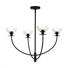 ALORA  CH515226MBCL - Sylvia 26-in Matte Black/Clear Glass 4 Lights Chandelier