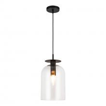 ALORA  PD515408MBCL - Sylvia 8-in Matte Black/Clear Glass 1 Light Pendant