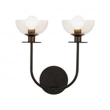 ALORA  WV515212MBCL - Sylvia 12-in Matte Black/Clear Glass 2 Lights Wall Vanity