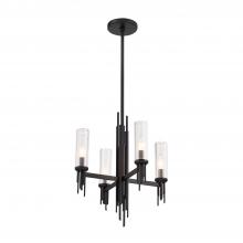 ALORA  CH335418MBCR - Torres 18-in Clear Ribbed Glass/Matte Black 4 Lights Chandeliers