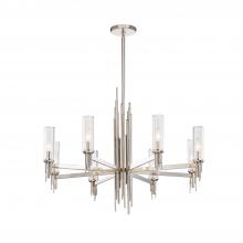 ALORA  CH335836PNCR - Torres 36-in Polished Nickel/Ribbed Glass 8 Lights Chandeliers