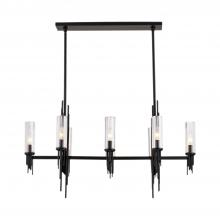 ALORA  LP335838MBCR - Torres 38-in Clear Ribbed Glass/Matte Black 8 Lights Linear Pendant