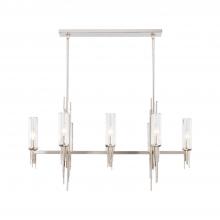 ALORA  LP335838PNCR - Torres 38-in Polished Nickel/Ribbed Glass 8 Lights Linear Pendant