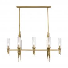 ALORA  LP335838VBCR - Torres 38-in Ribbed Glass/Vintage Brass 8 Lights Linear Pendant