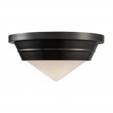 ALORA  FM348010UBOP - Willard 10-in Urban Bronze/Opal Matte Glass 1 Light Flush Mount