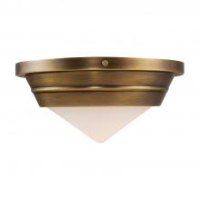 ALORA  FM348010VBOP - Willard 10-in Vintage Brass/Opal Matte Glass 1 Light Flush Mount