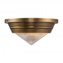 ALORA  FM348010VBPG - Willard 10-in Vintage Brass/Prismatic Glass 1 Light Flush Mount