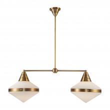 ALORA  LP348241VBOP - Willard 41-in Vintage Brass/Opal Matte Glass 2 Lights Linear Pendant