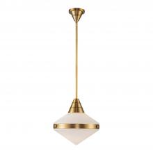 ALORA  PD348114VBOP - Willard 14-in Vintage Brass/Opal Matte Glass 1 Light Pendant