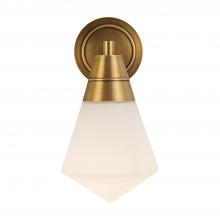 ALORA  WV348106VBOP - Willard 6-in Vintage Brass/Opal Matte Glass 1 Light Wall/Vanity