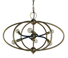 Framburg 4948 AB/MBLACK - 6-Light Antique Brass/Matte Black Orbit Chandelier