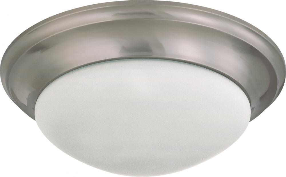 3 Light - 17&#34; Flush with Frosted White Glass - Brushed Nickel Finish