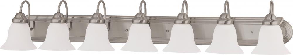 Ballerina - 7 Light 48&#34; Vanity with Frosted White Glass - Brushed Nickel Finish