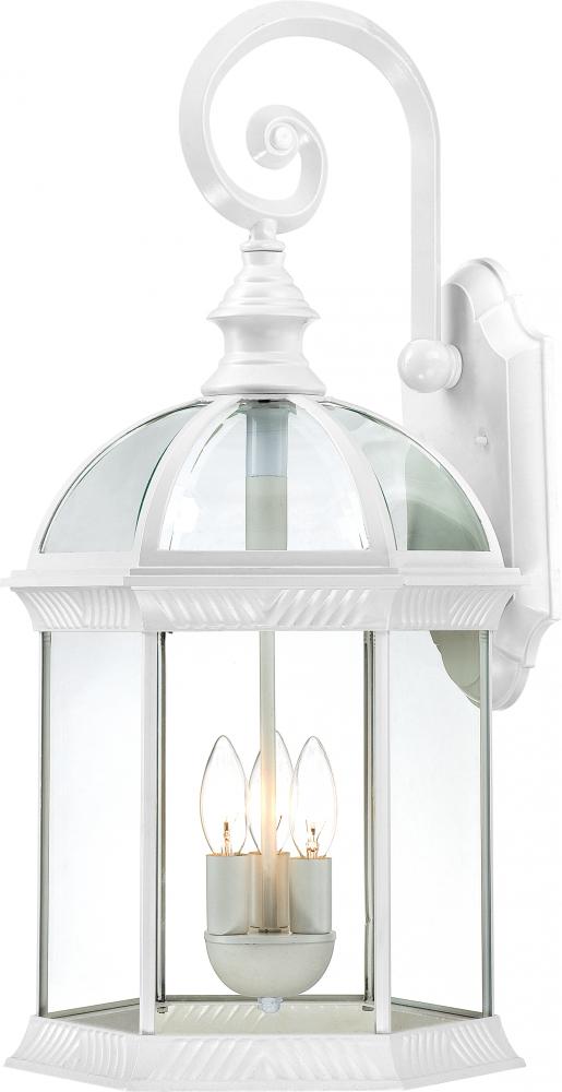 Boxwood - 3 Light 26&#34; Wall Lantern with Clear Beveled Glass - White Finish