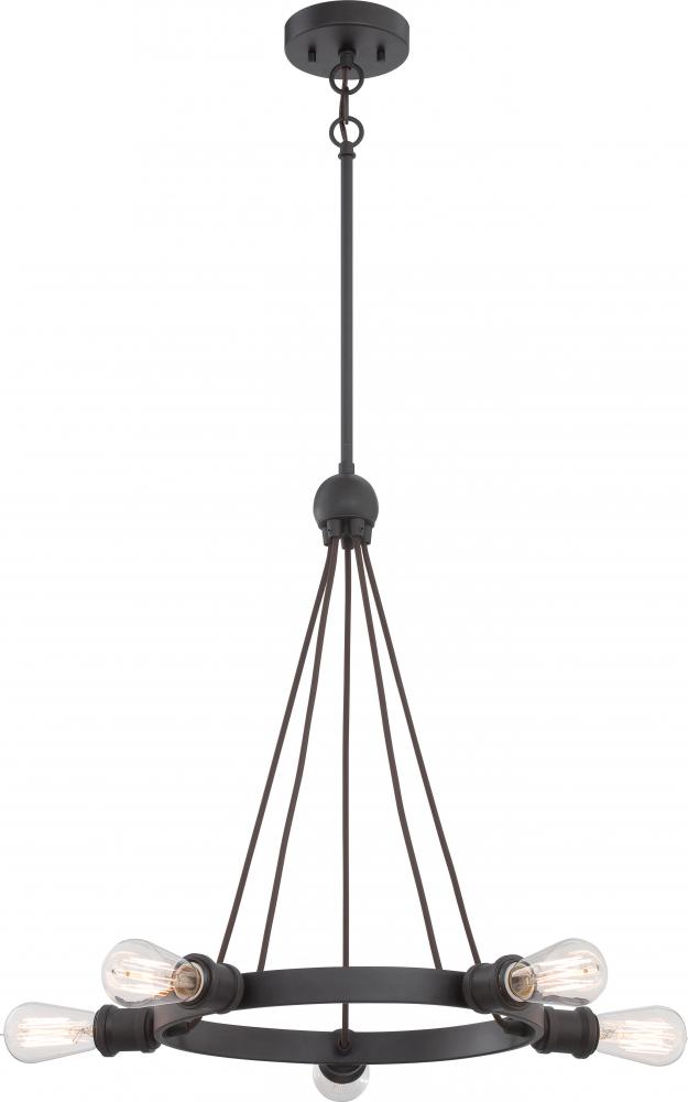 Paxton - 5 Light Chandelier - Aged Bronze Finish