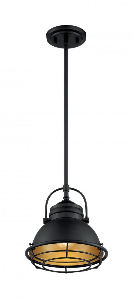 Upton - 1 Light Pendant with- Dark Bronze and Gold Finish