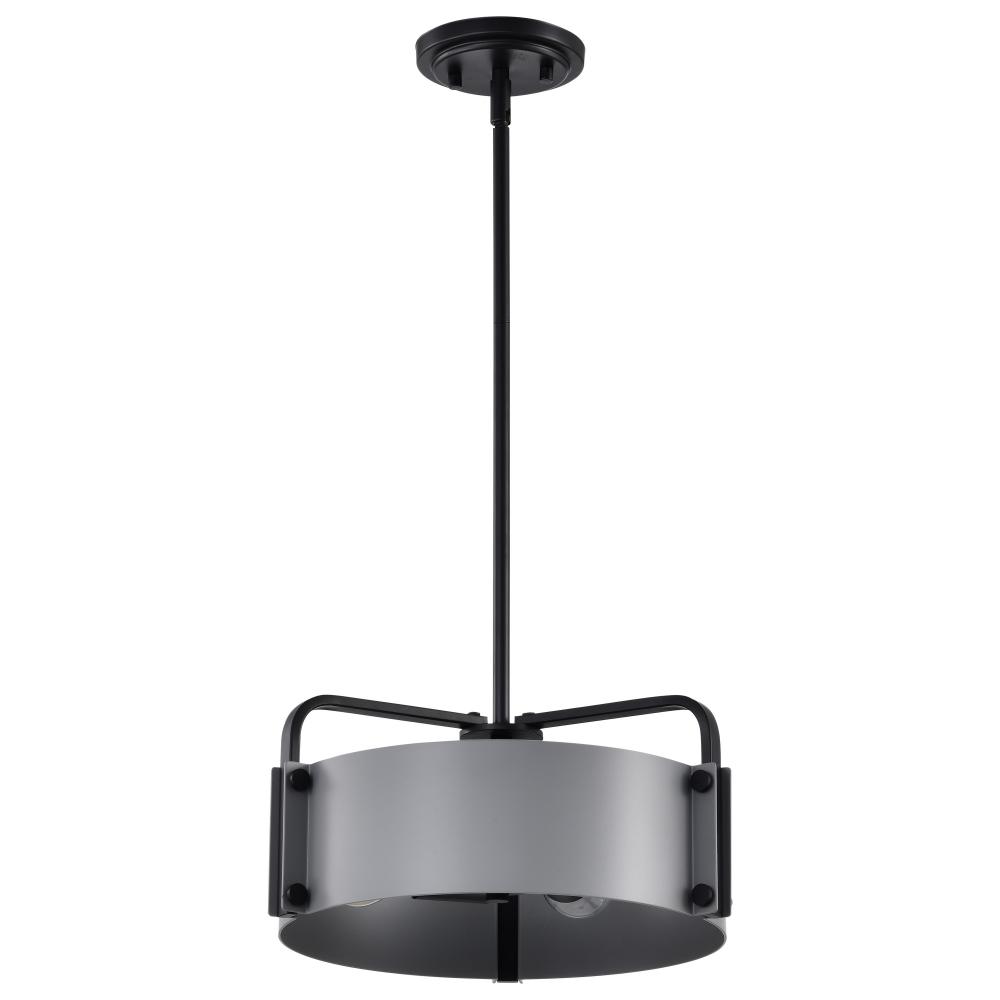 Altos 3 Light Small Pendant; Gray and Matte Black Finish