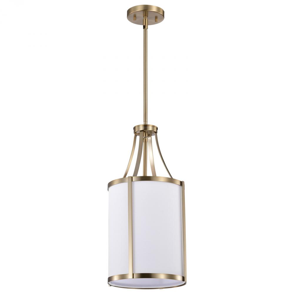 Easton 1 Light Pendant; Burnished Brass Finish; White Linen Shade