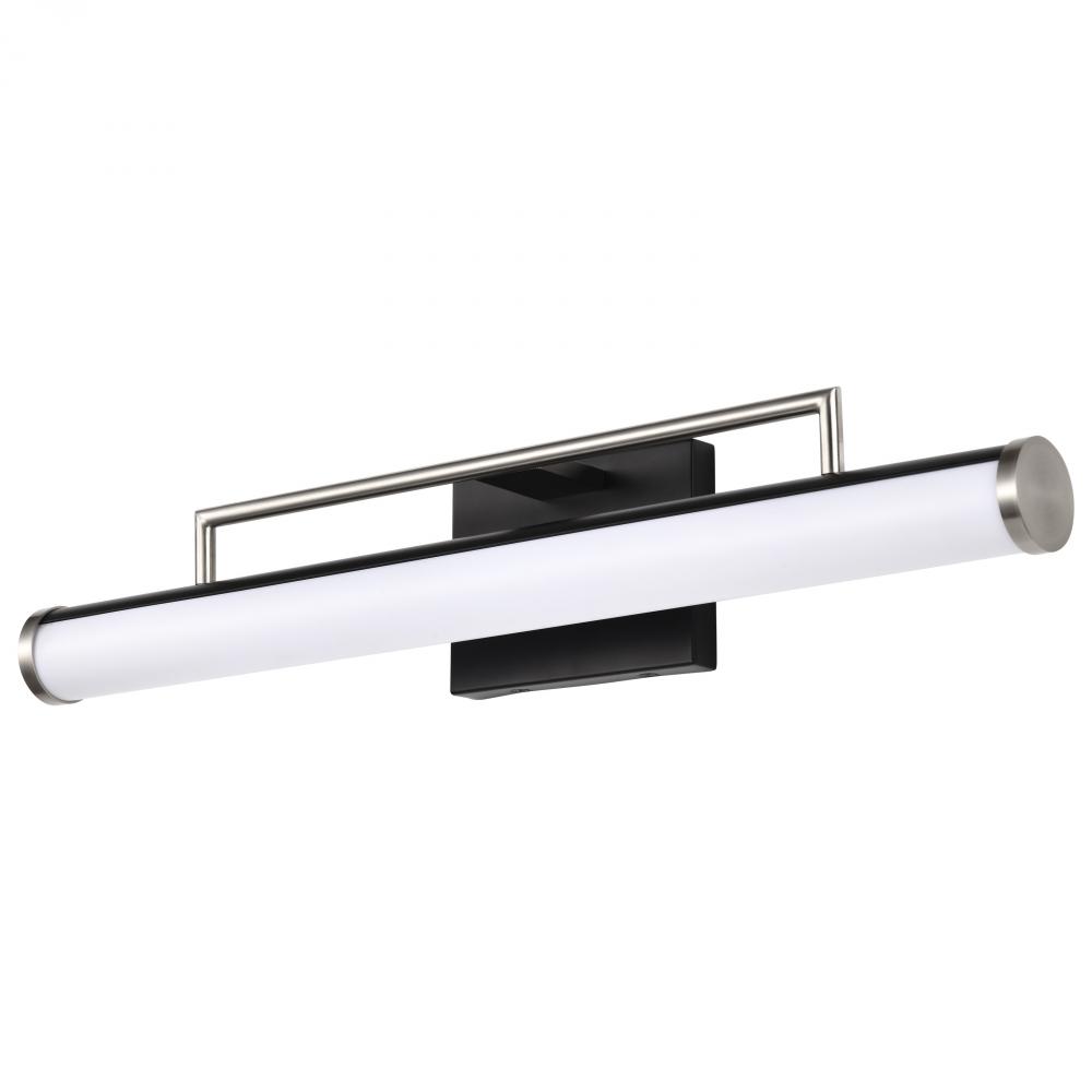 Solano LED Medium Vanity; Black and Brushed Nickel Finish; White Acrylic Lens