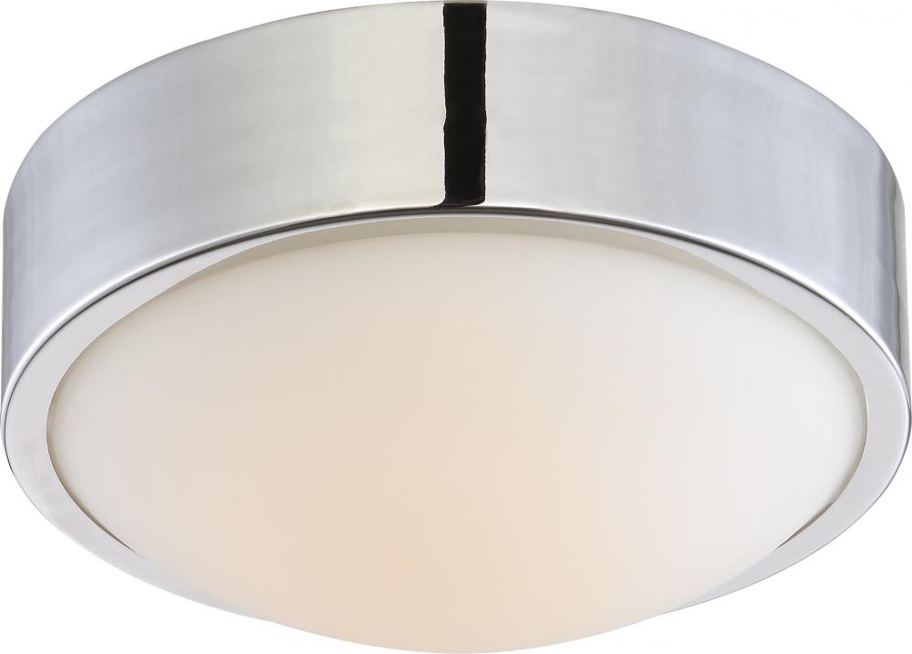 Perk - 9&#39;&#39; LED Flush with White Glass - Polished Nickel Finish