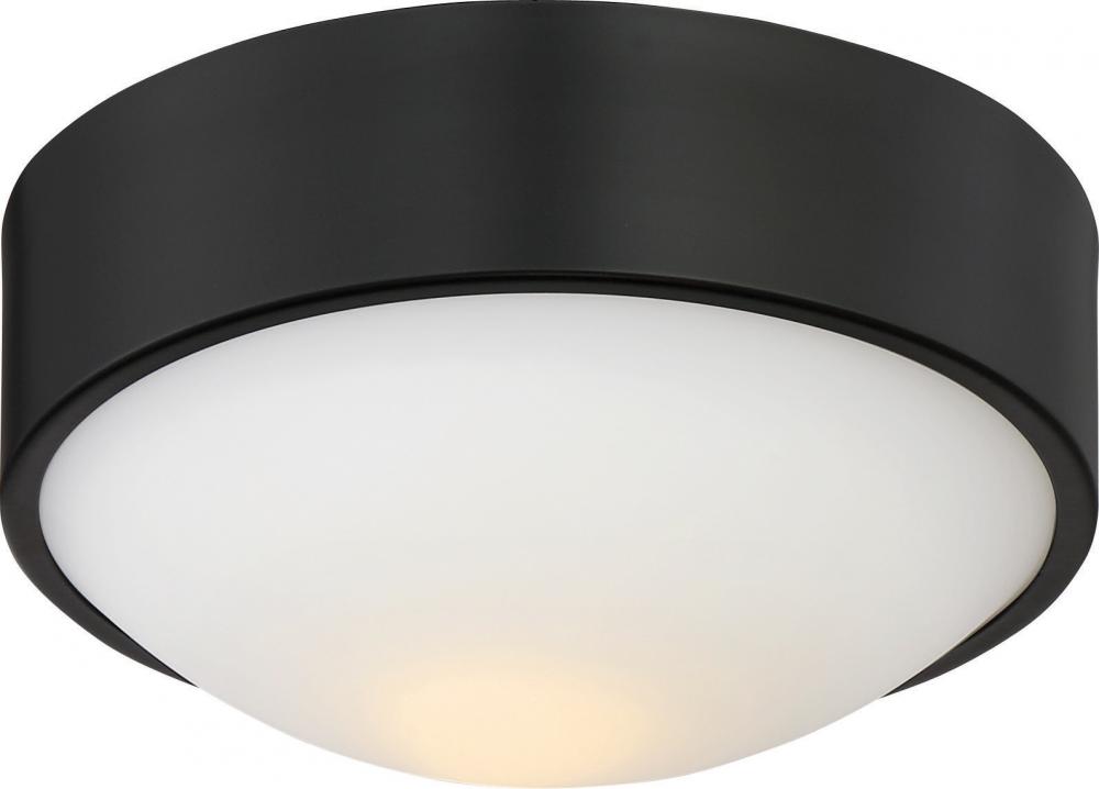 Perk - 9&#39;&#39; LED Flush with White Glass - Aged Bronze Finish