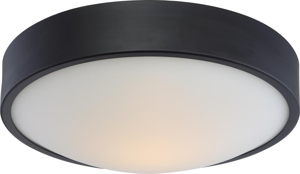 Perk - 13&#39;&#39; LED Flush with White Glass - Aged Bronze Finish