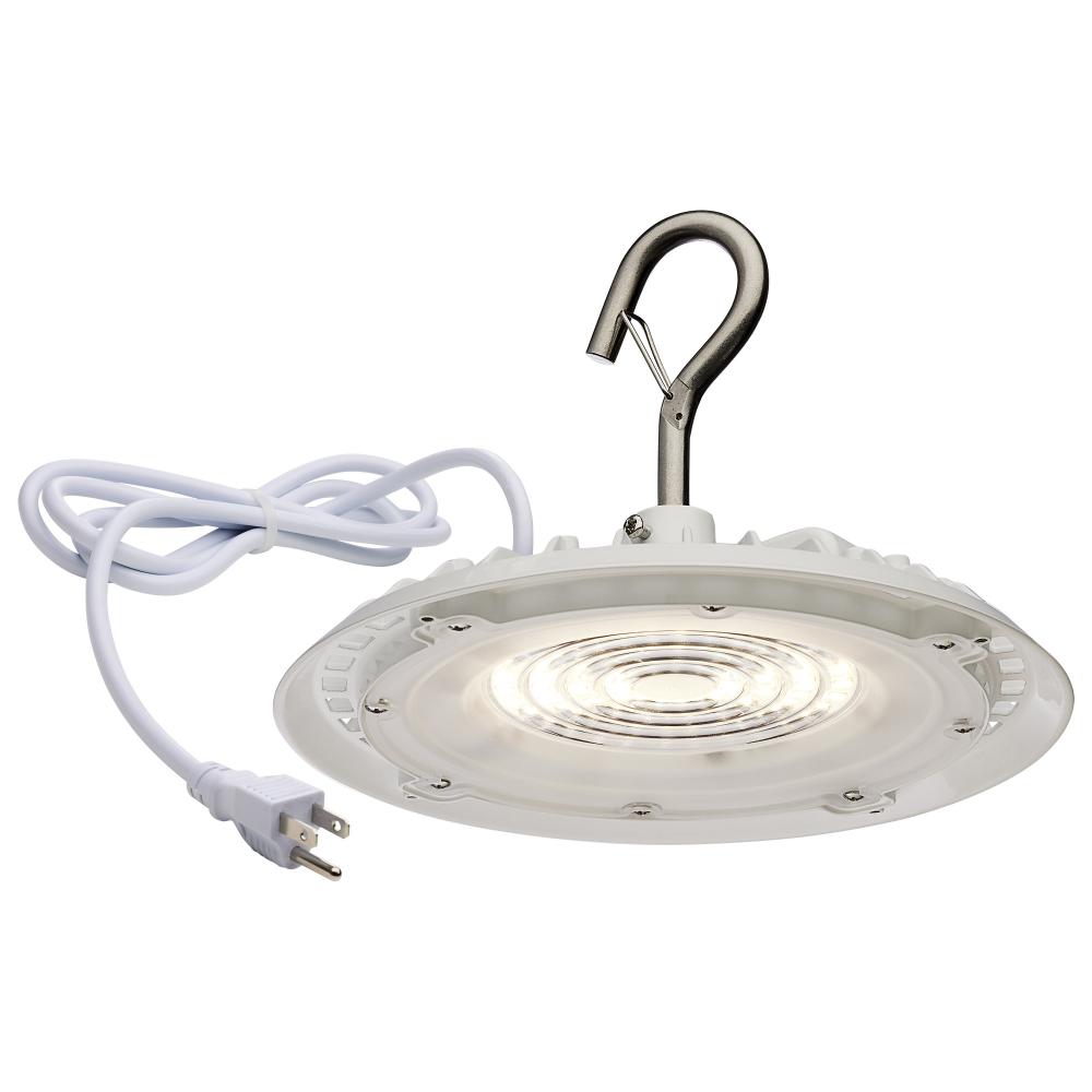 60 Watt; Hi-Pro Shop Light with Plug; 8&#34; Dia.; 5000K; White Finish; 120 Volt