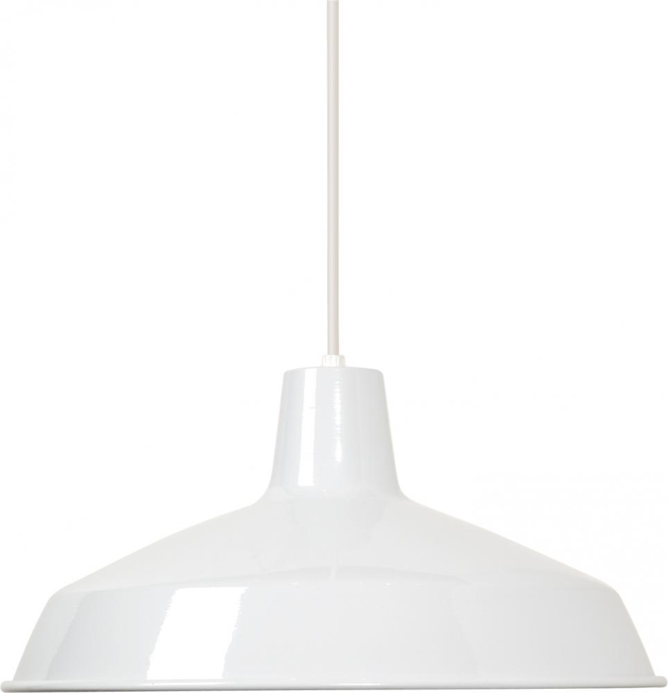 1 Light - 16&#34; Pendant with Warehouse Shade - White Finish