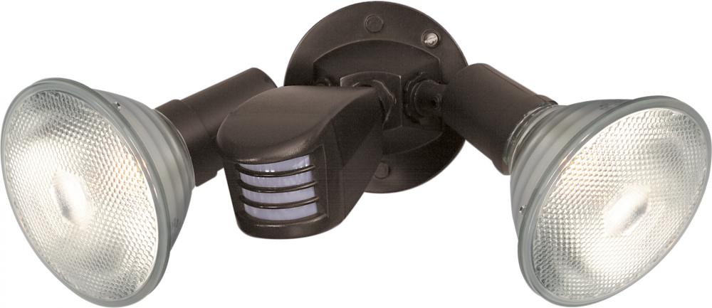 2 Light - 10&#34; Flood Light- PAR38 with Adjustable Swivel and Motion Sensor - Bronze Finish