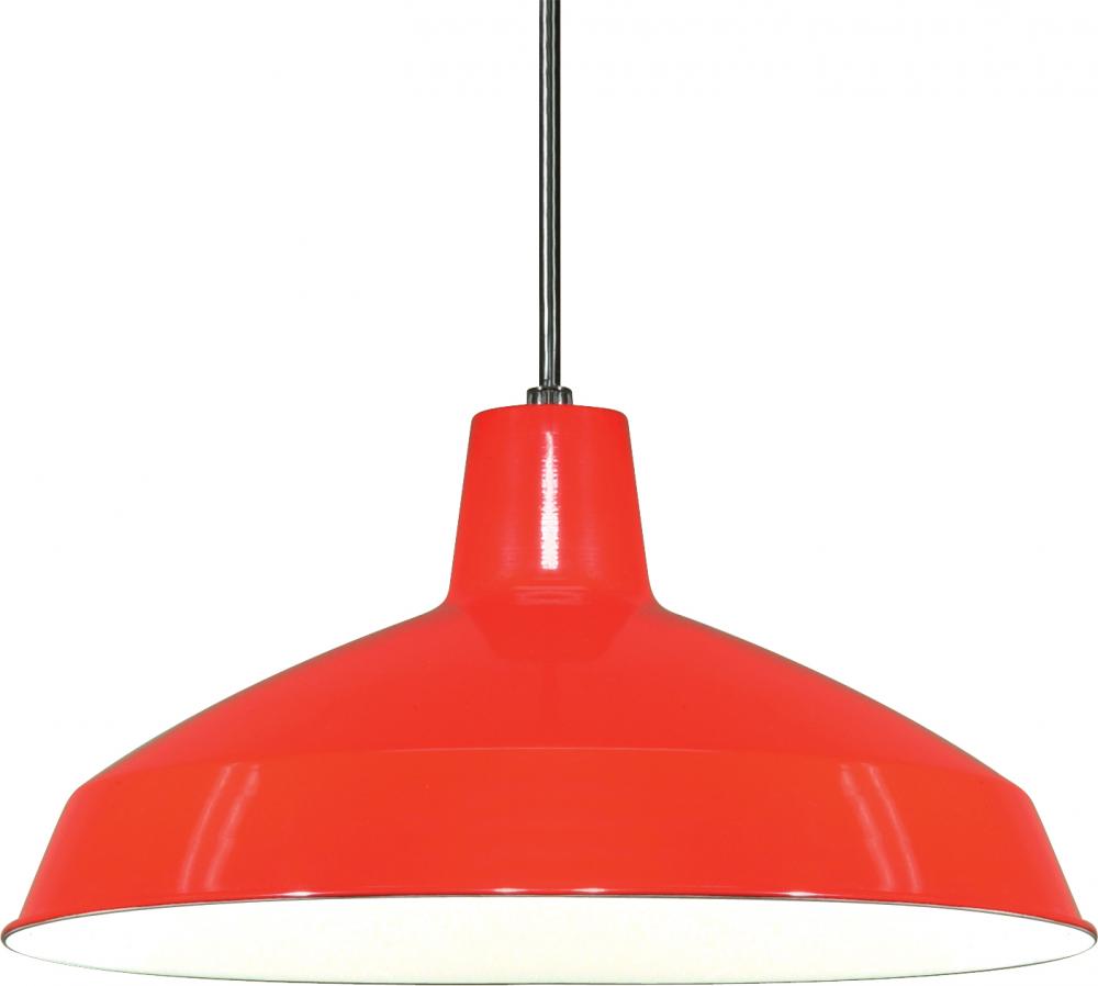 1 Light - 16&#34; Pendant with Warehouse Shade - Red Finish