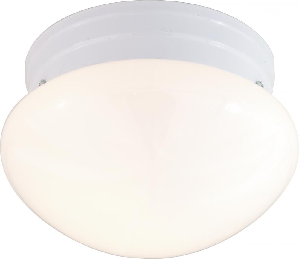 2 Light - 10&#34; Flush with White Glass - White Finish