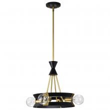 Nuvo 60/7864 - Marsden 4 Light Chandelier; Matte Black and Natural Brass Finish