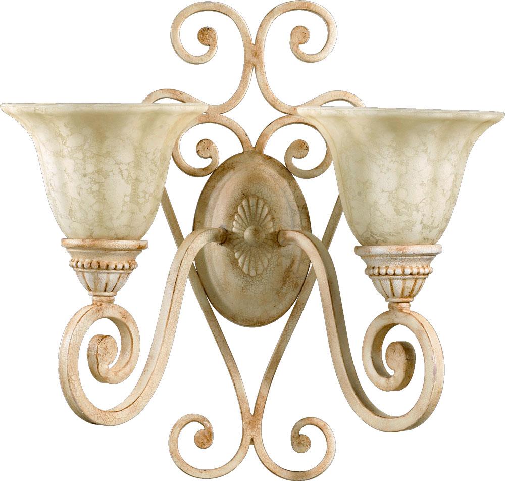 Two Light St Charles White Cream Mottled Scavo Glass Wall Light