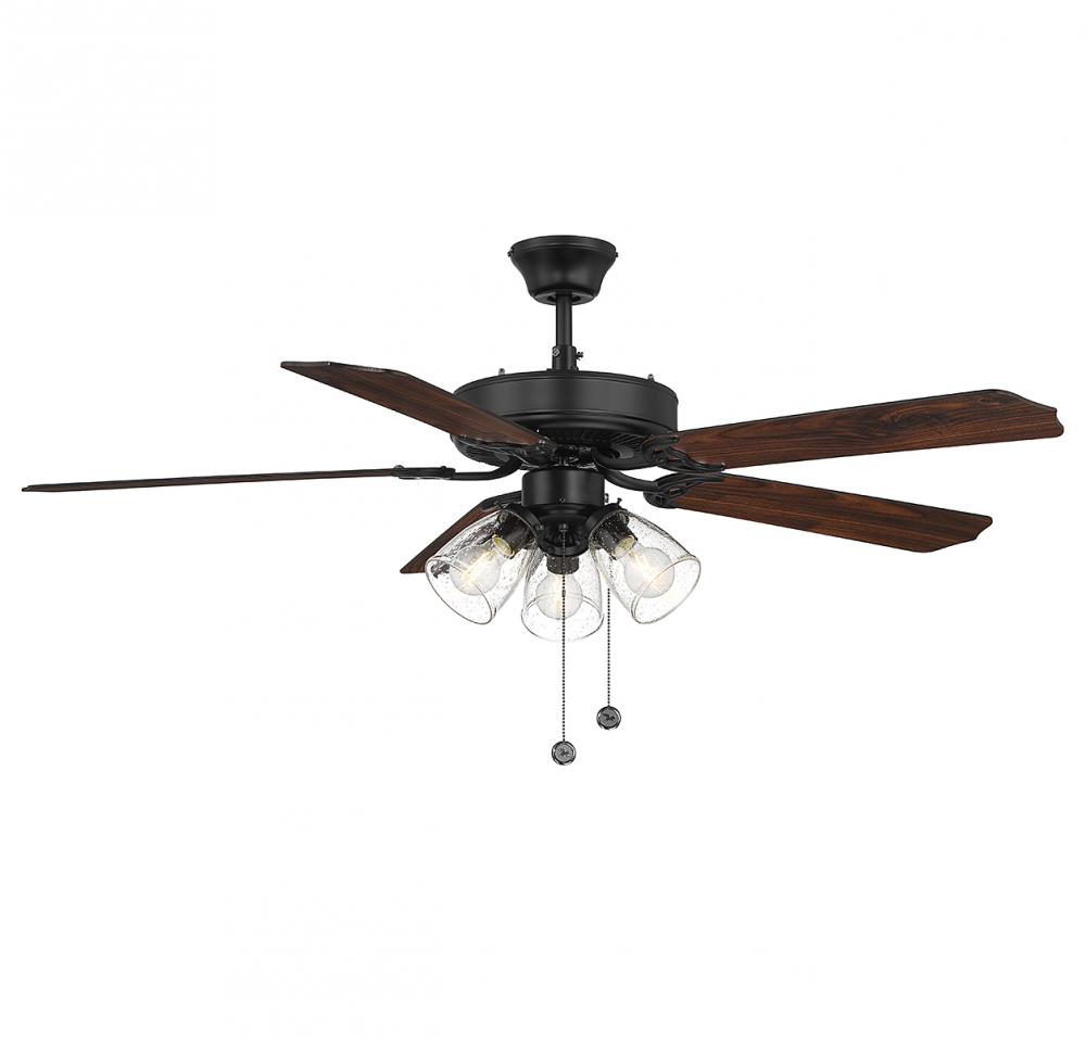 52&#34; 3-Light Ceiling Fan in Matte Black