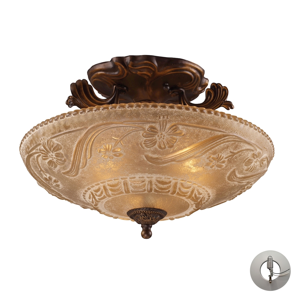 Thomas - Restoration 16&#39;&#39; Wide 3-Light Semi Flush Mount - Antique Golden Bronze