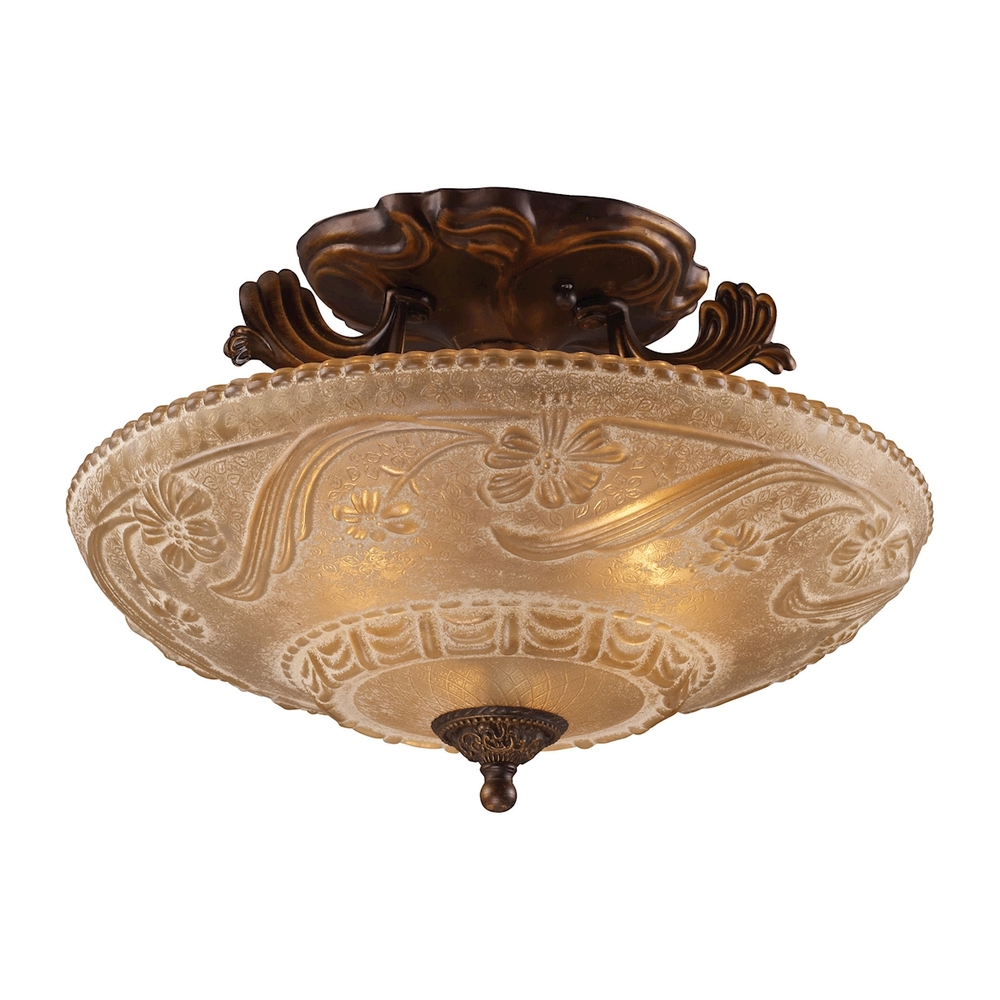 Thomas - Restoration 16&#39;&#39; Wide 3-Light Semi Flush Mount - Antique Golden Bronze