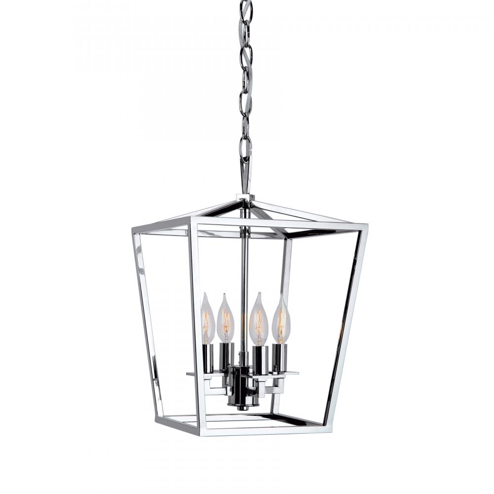 Cage 12&#39;&#39; Wide 4-Light Pendant - Polished Nickel